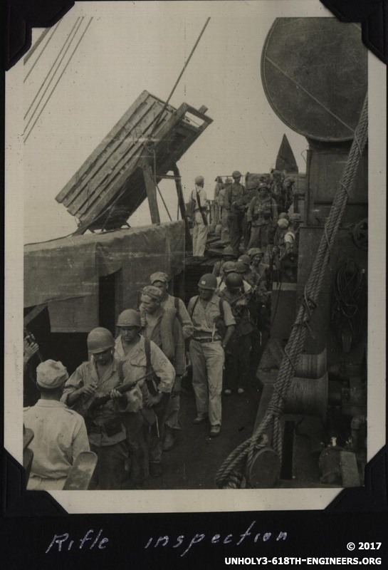 WWII Voyage to Manila rifle inspection