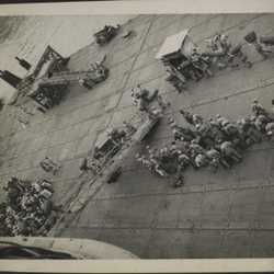 WWII PI Going home people on pier